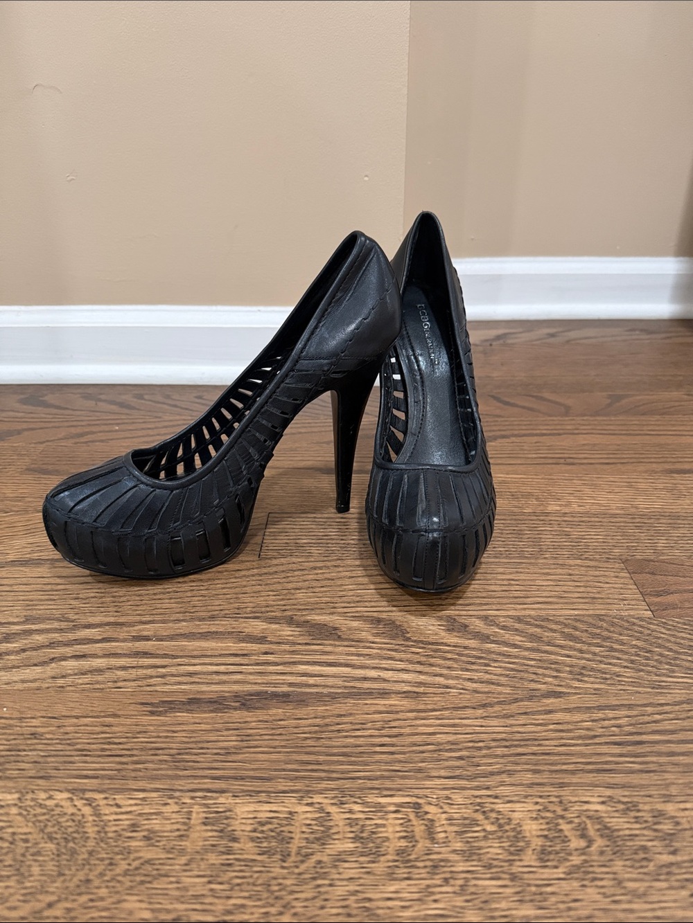 BCBGeneration Black Cutout Platform Stiletto Pumps